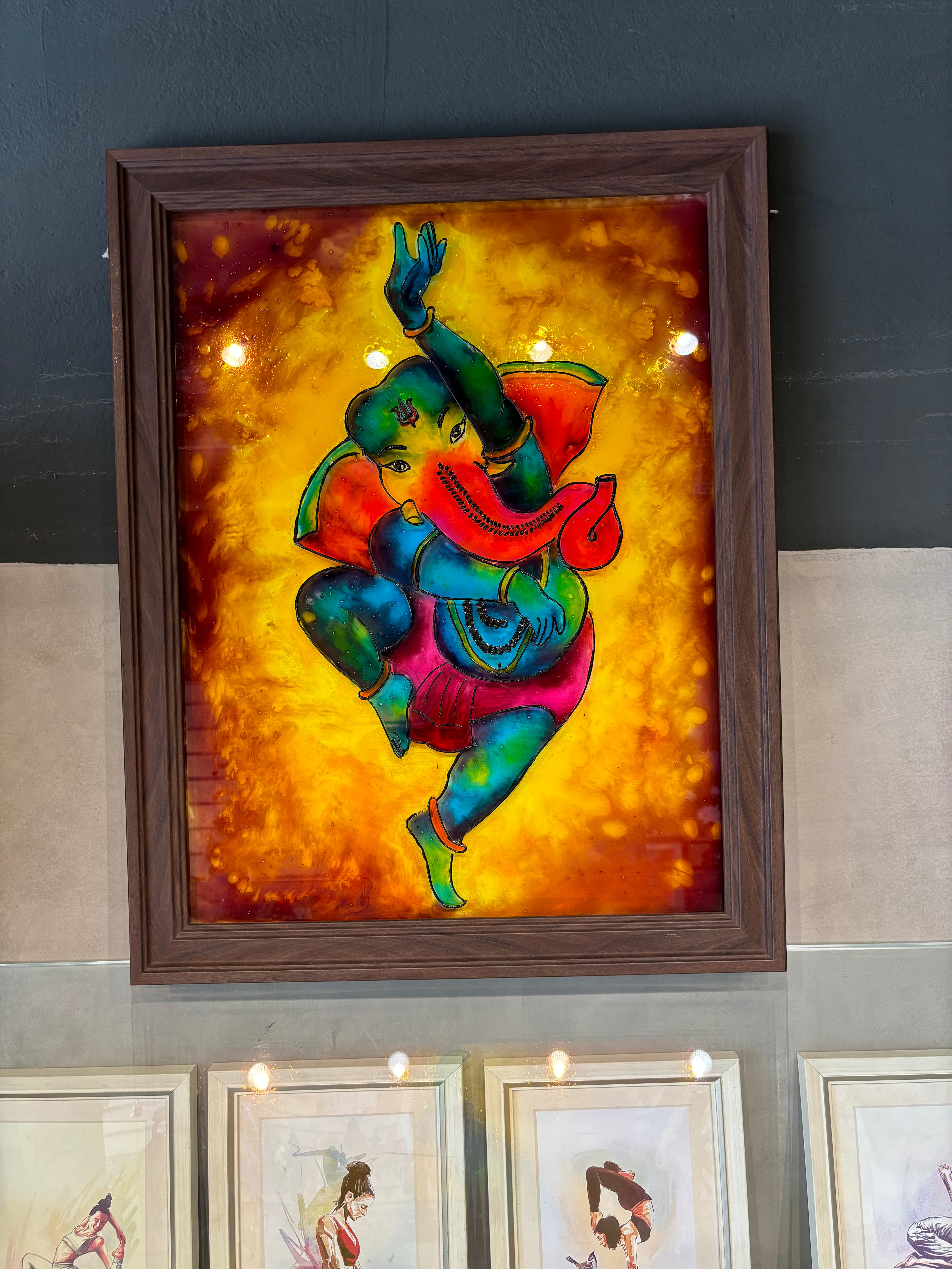 Dancing Ganesha / vinayagar (glass Painting)-27'x21'